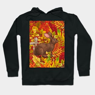 Autumn Rabbit on red Hoodie